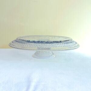 Vintage 1930s Imperial Glass Cape Cod Footed Cake Stand Plate Chip & Dip Platter